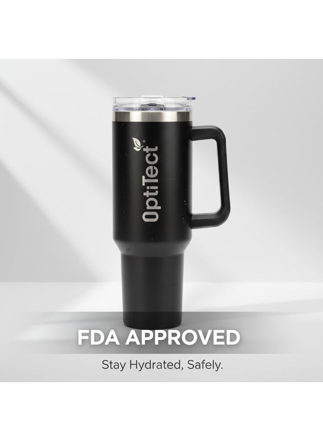 OptiTect Stainless Steel Insulated Tumbler with Handle & Straw, BPA-Free & Lead-Free, Reusable Travel Cup - Image 4